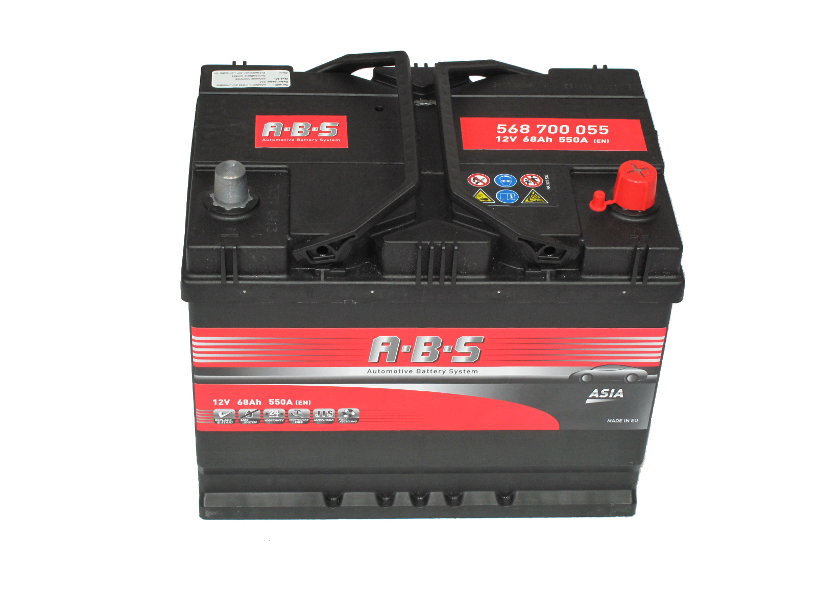 Indító Akkumulátor ABS ASIA - 12v 68ah - jobb+ ázsia