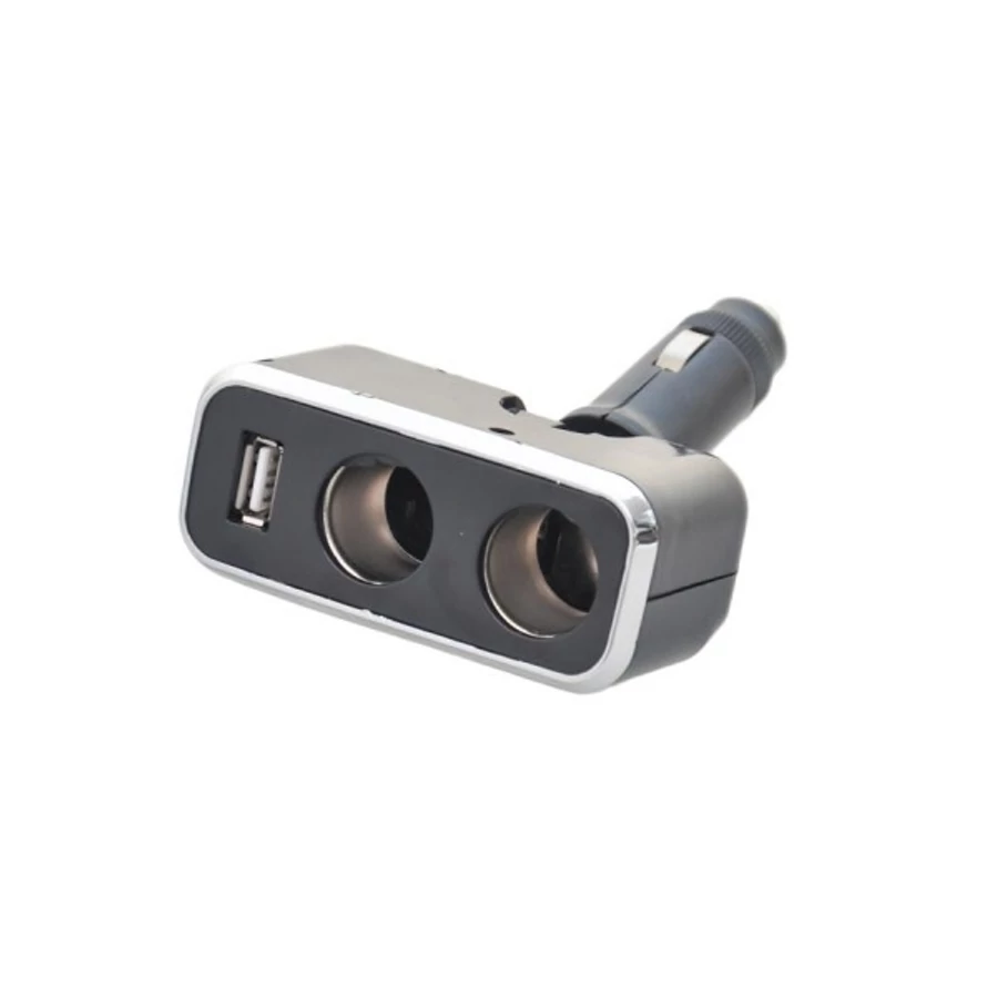 Szivargyújtó elosztó 2-es 12V USB csat. 