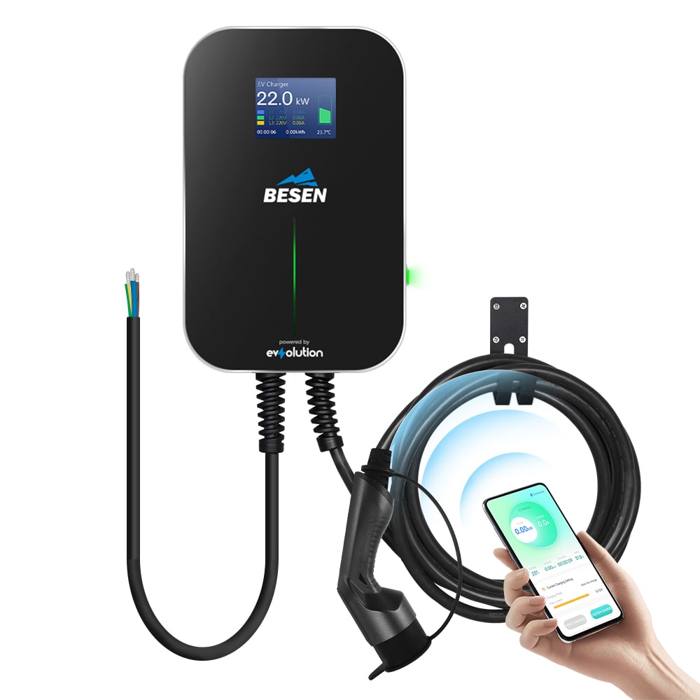Elektromos autó fali töltő Besen Basic 22kW, 6m + APP töltőkábellel