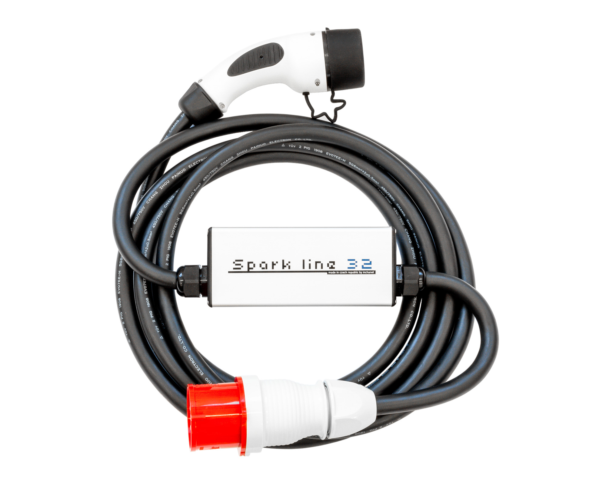SPARK LINE 32 elektromos autó állítható otthoni töltő / (3x32A) 22kW / 7,5m Type2 kábellel 