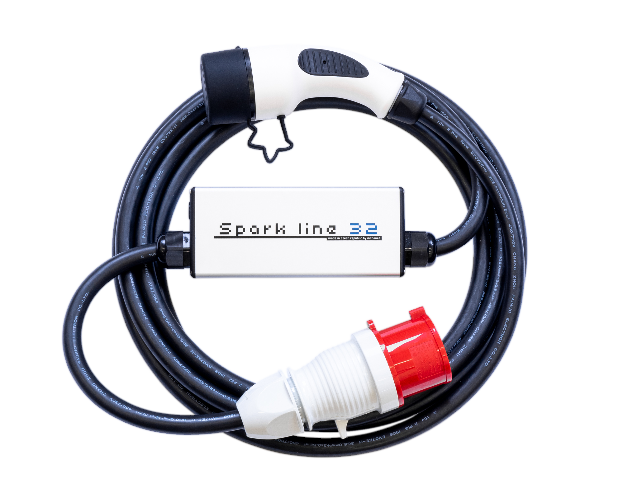 SPARK LINE 32 elektromos autó állítható otthoni töltő / (1x32A) 7,4kW / 5m Type2 kábellel