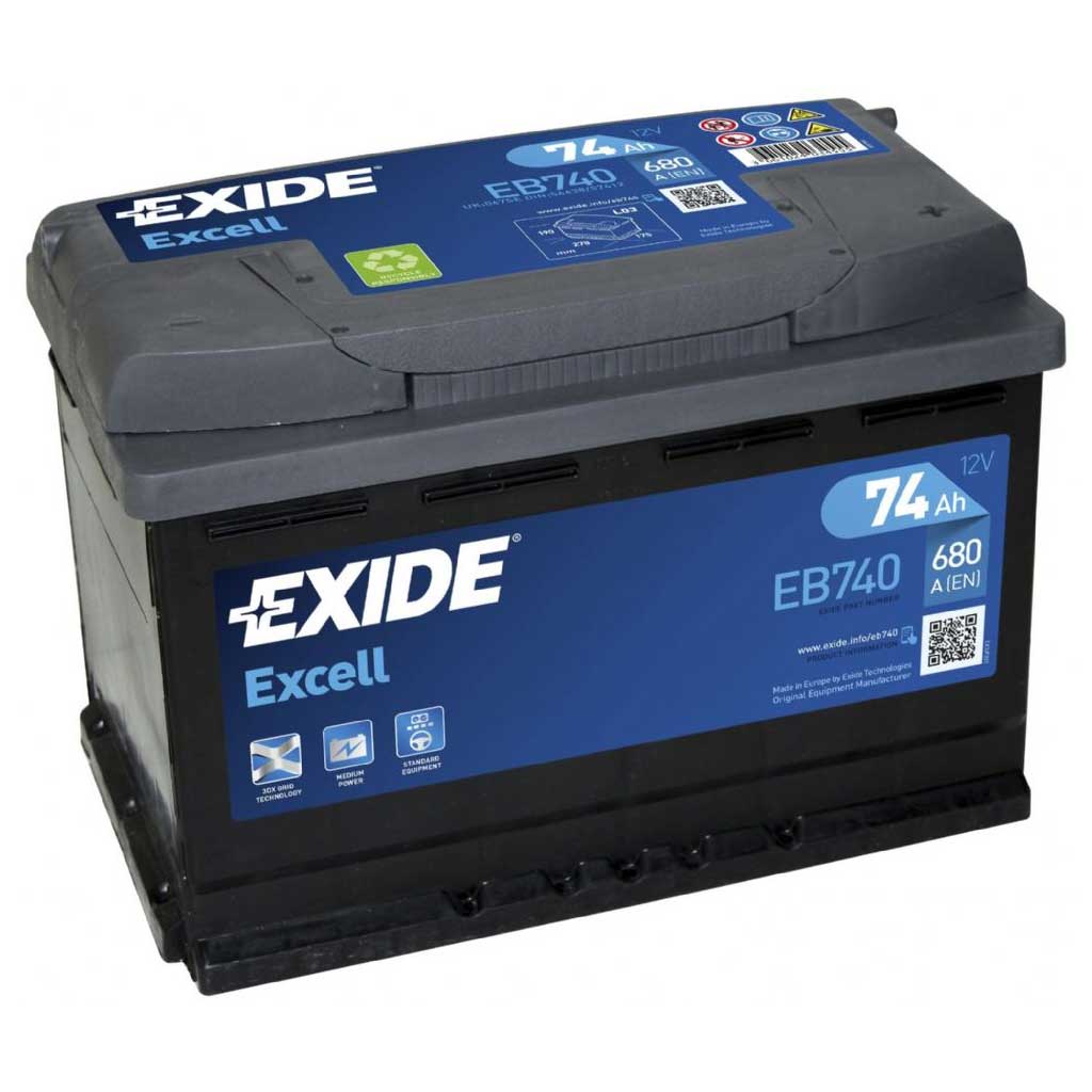 Akkumulátor Exide Excell EB740 74Ah 680A J+