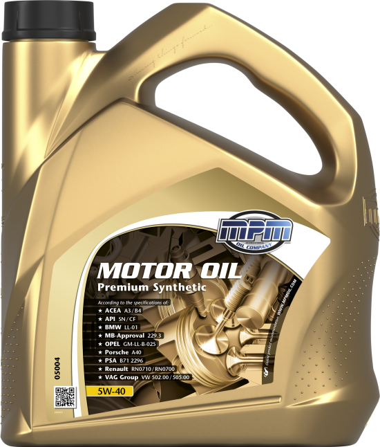 MPM Motorolaj 5W-40 Premium synt. 4 liter MPM 5W-40 PREMIUM SYNTHETIC