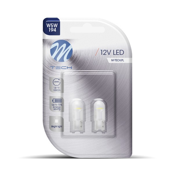 M-Tech T10 LED dióda homorú fehér színű (pár)