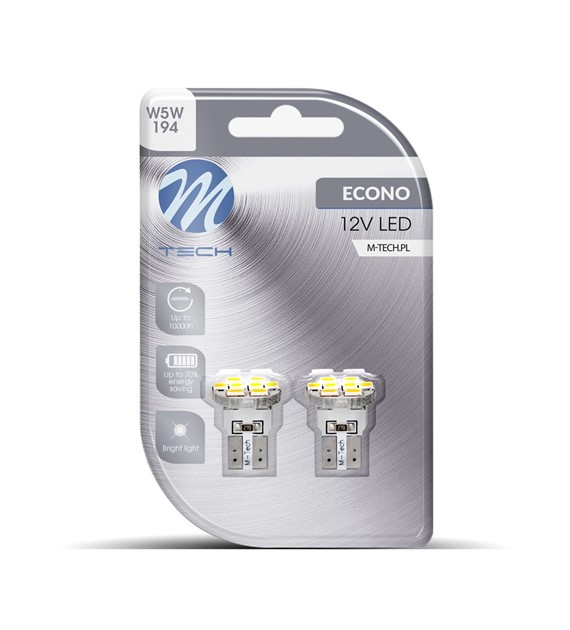 M-Tech LED W5W, T10 8xSMD3528 12V, fehér színű (pár)