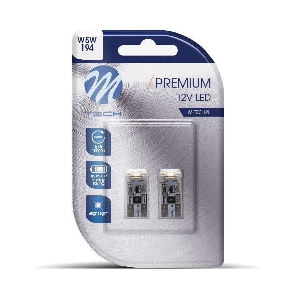 M-Tech, LED izzó, W5W, Canbus, 4xSMD3528, Fehér, 2db 