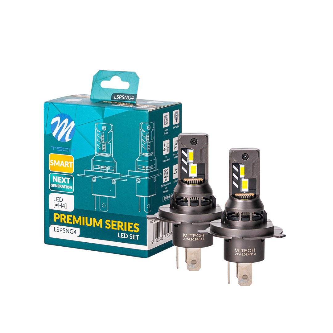 M-Tech, Premium series NG, Okos LED izzó, H4, Aktív hűtéssel, 6000K, 70W