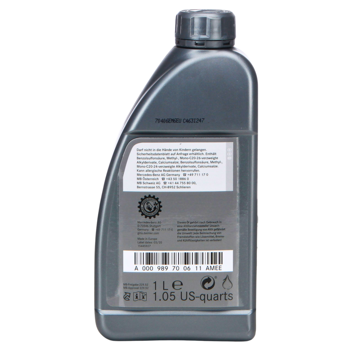 Motorolaj 5W-30 1L Mercedes-Benz Genuine Engine Oil 229.52