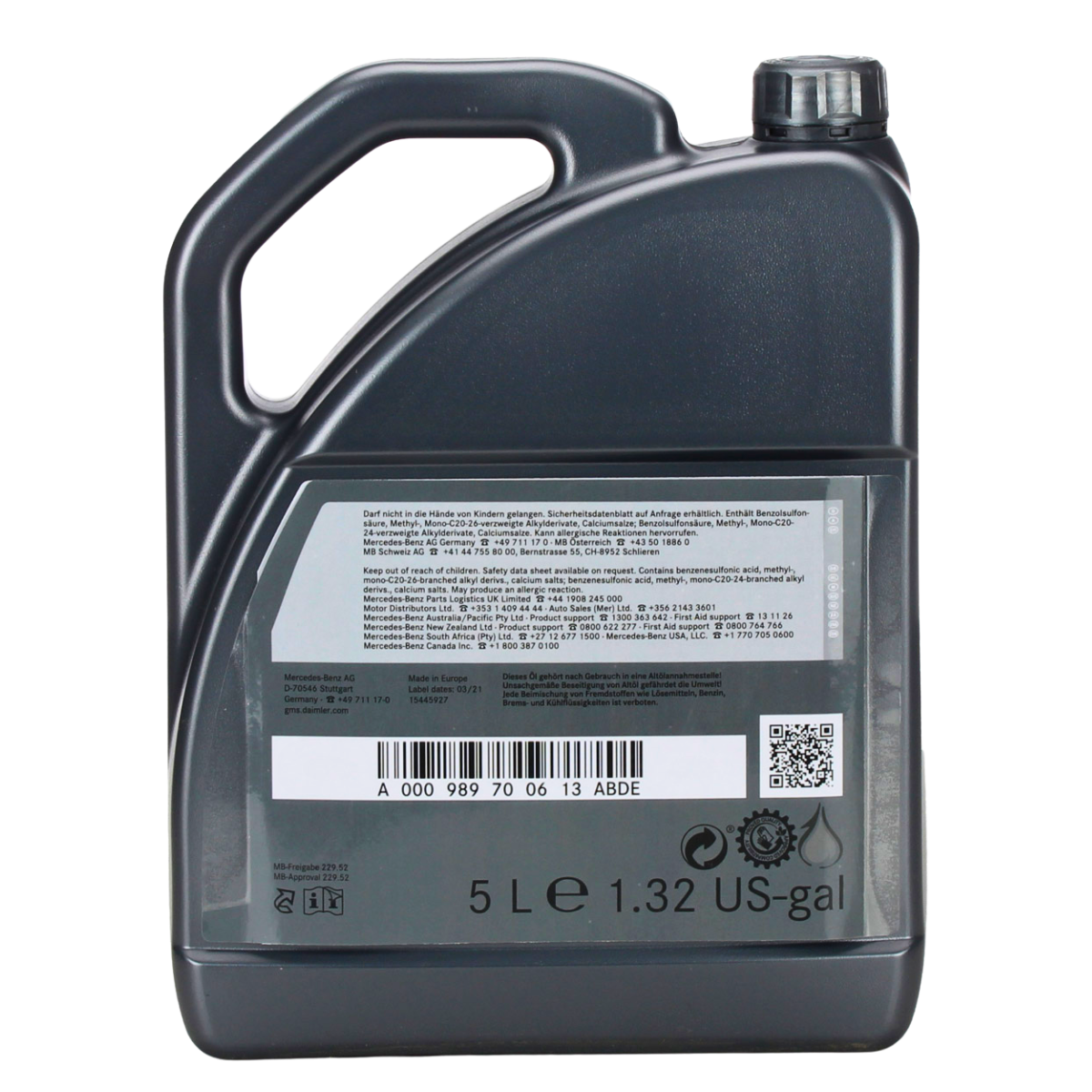 Motorolaj 5W-30 5L Mercedes-Benz Genuine Engine Oil 229.52