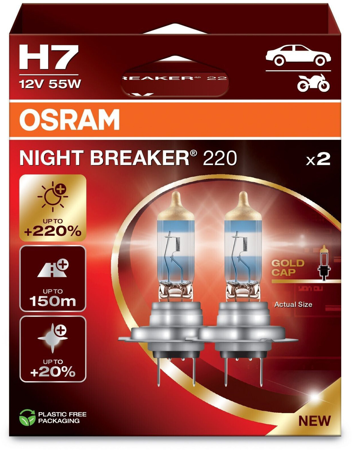 Fényszóró izzó Osram Night Braker 220 12V 60/55W H7