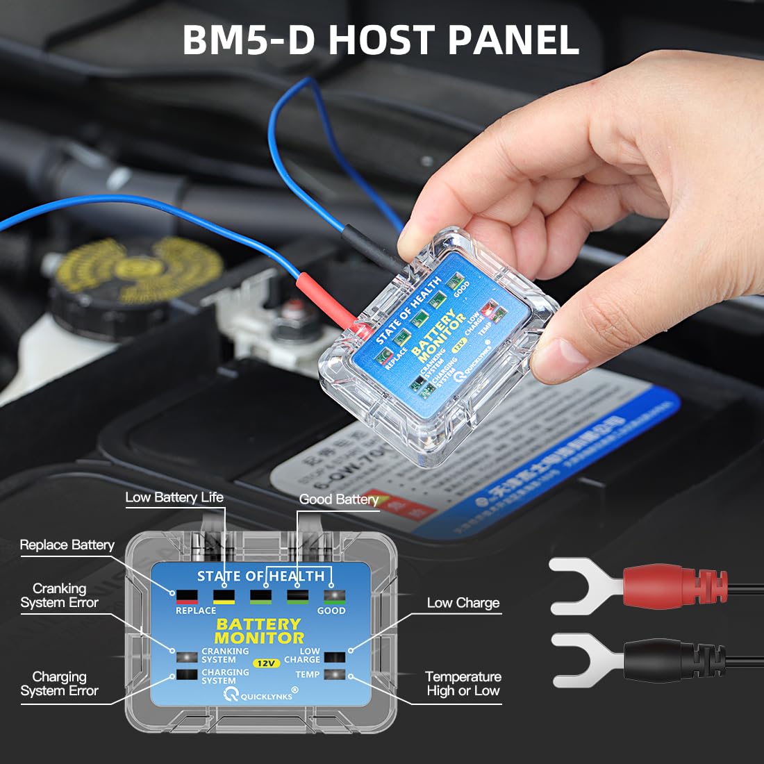 Akkumulátor teszter Quicklynks Battery Monitor 12V