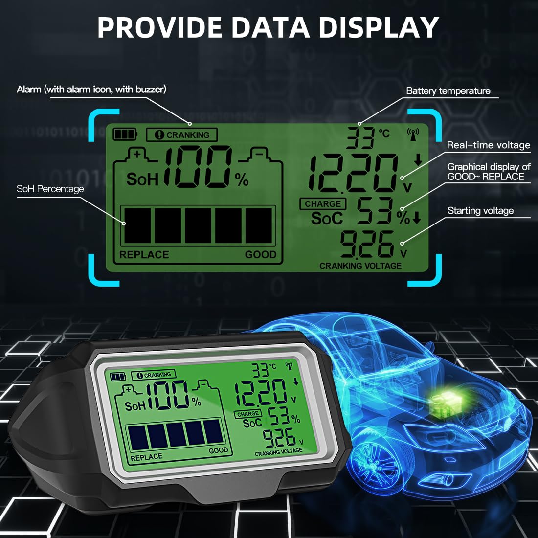 Akkumulátor teszter Quicklynks Battery Monitor 12V