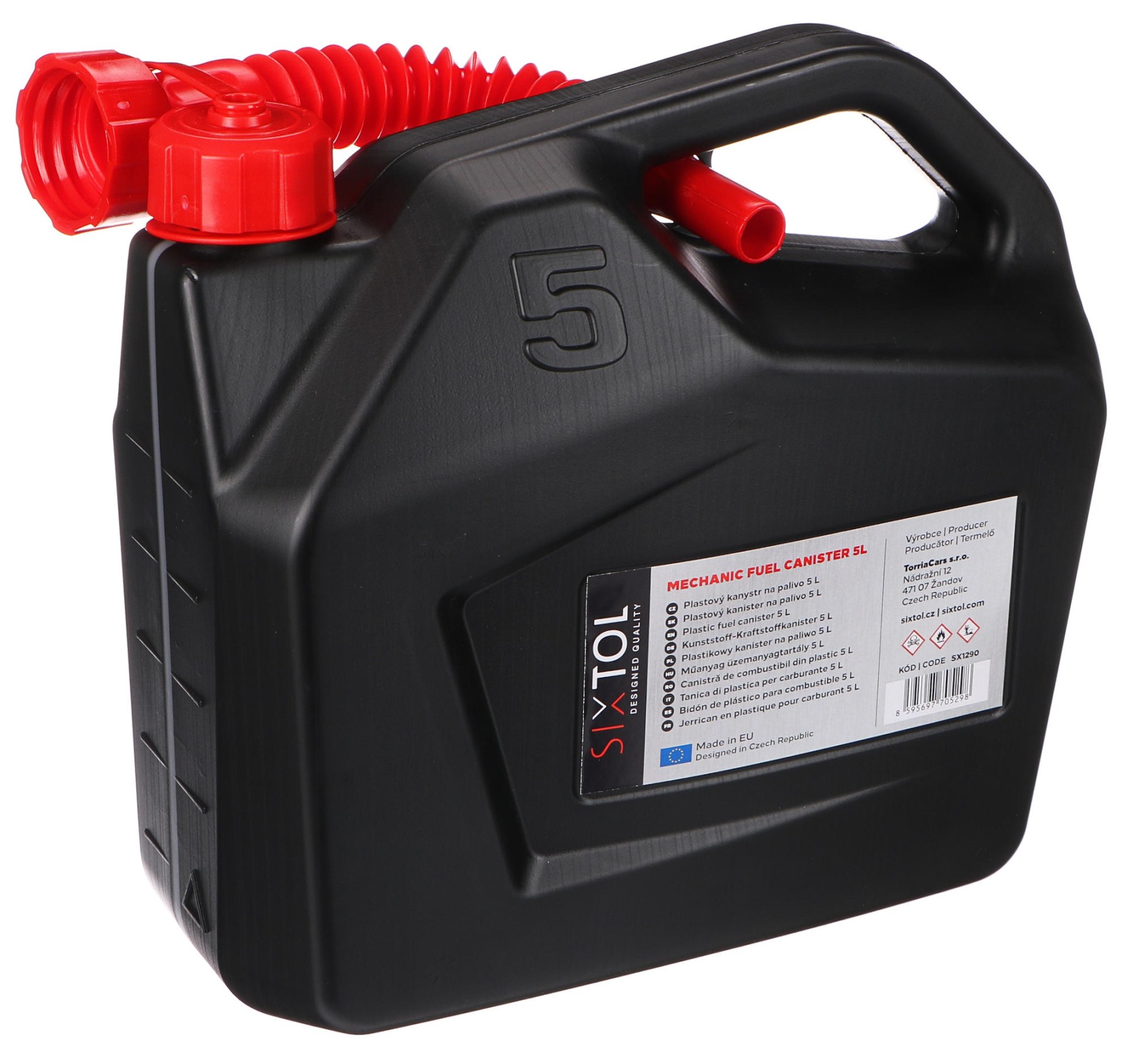 Benzinkanna 5L műanyag üzemanyagkanna, fekete