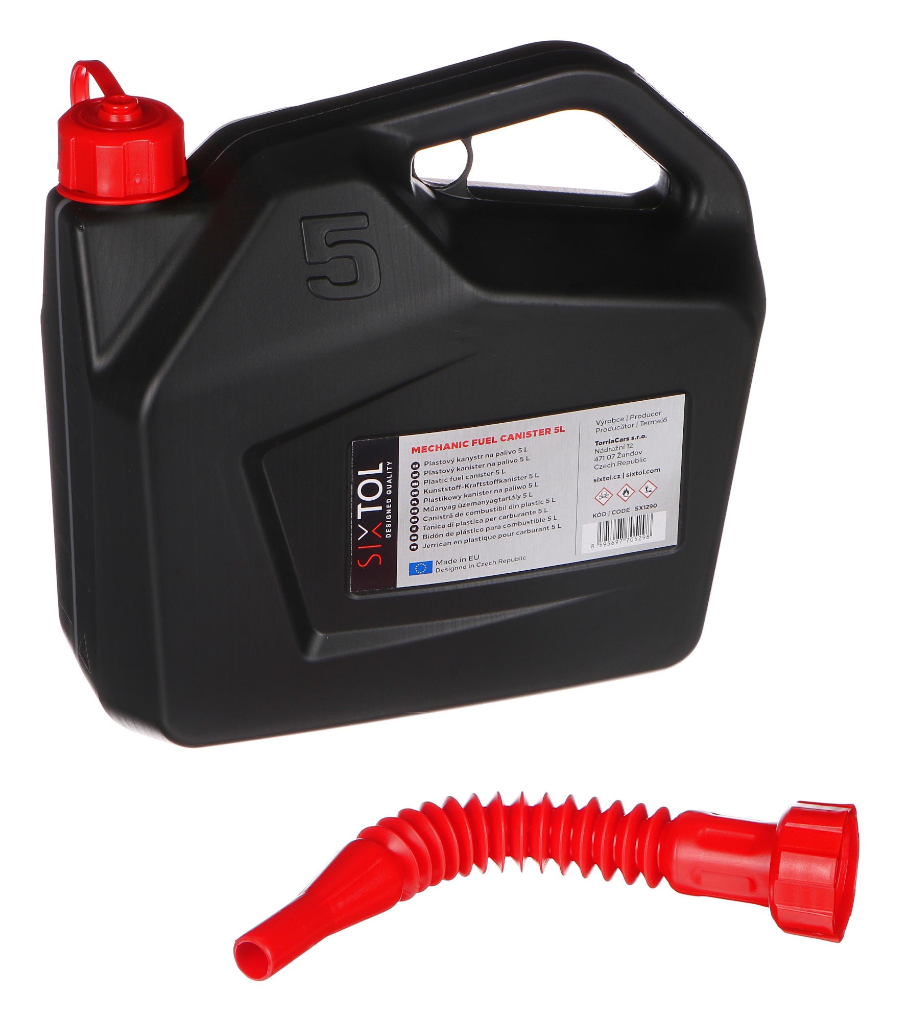 Benzinkanna 5L műanyag üzemanyagkanna, fekete