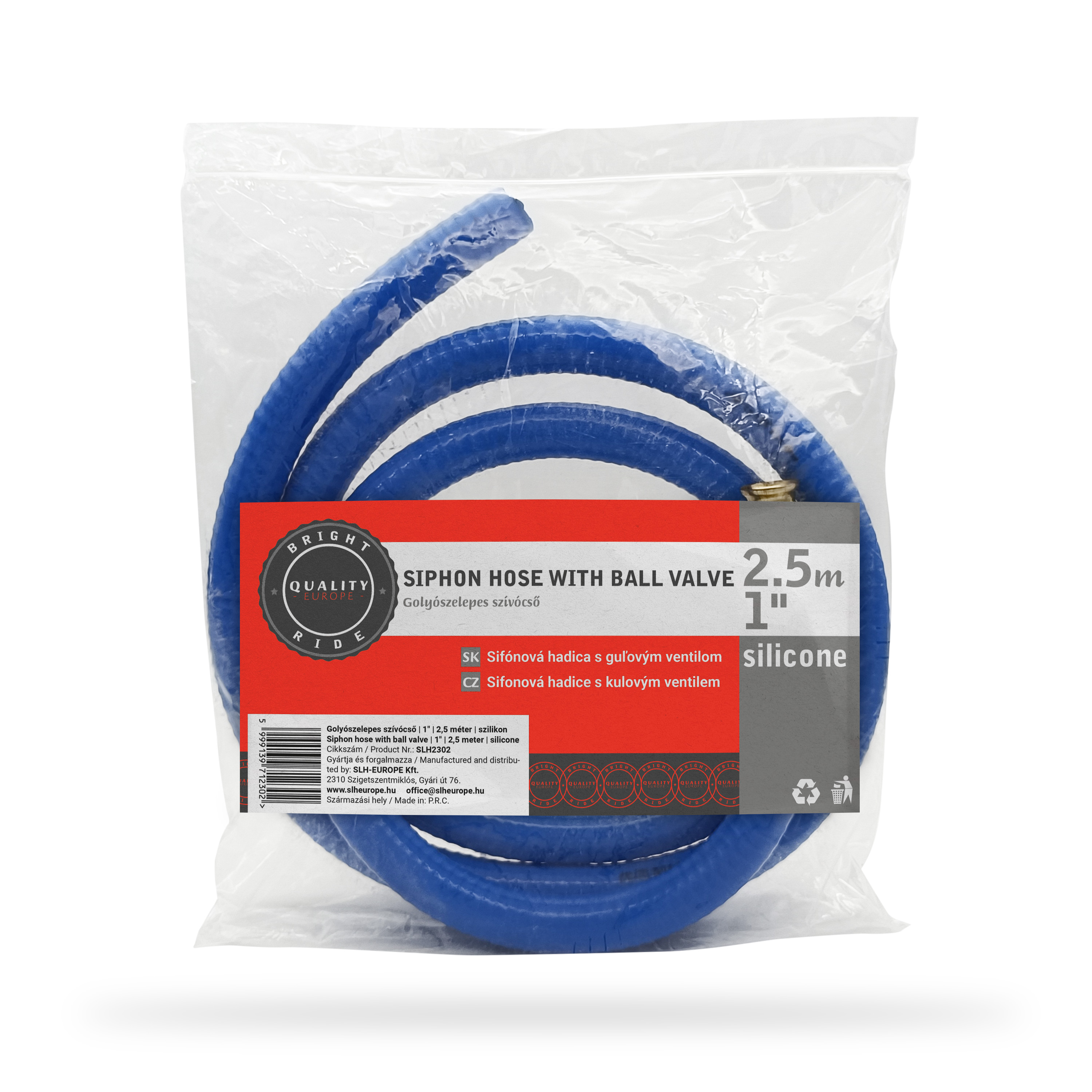 Golyószelepes szilikon szívócső üzemanyag lopócső 1" 2,5 méter