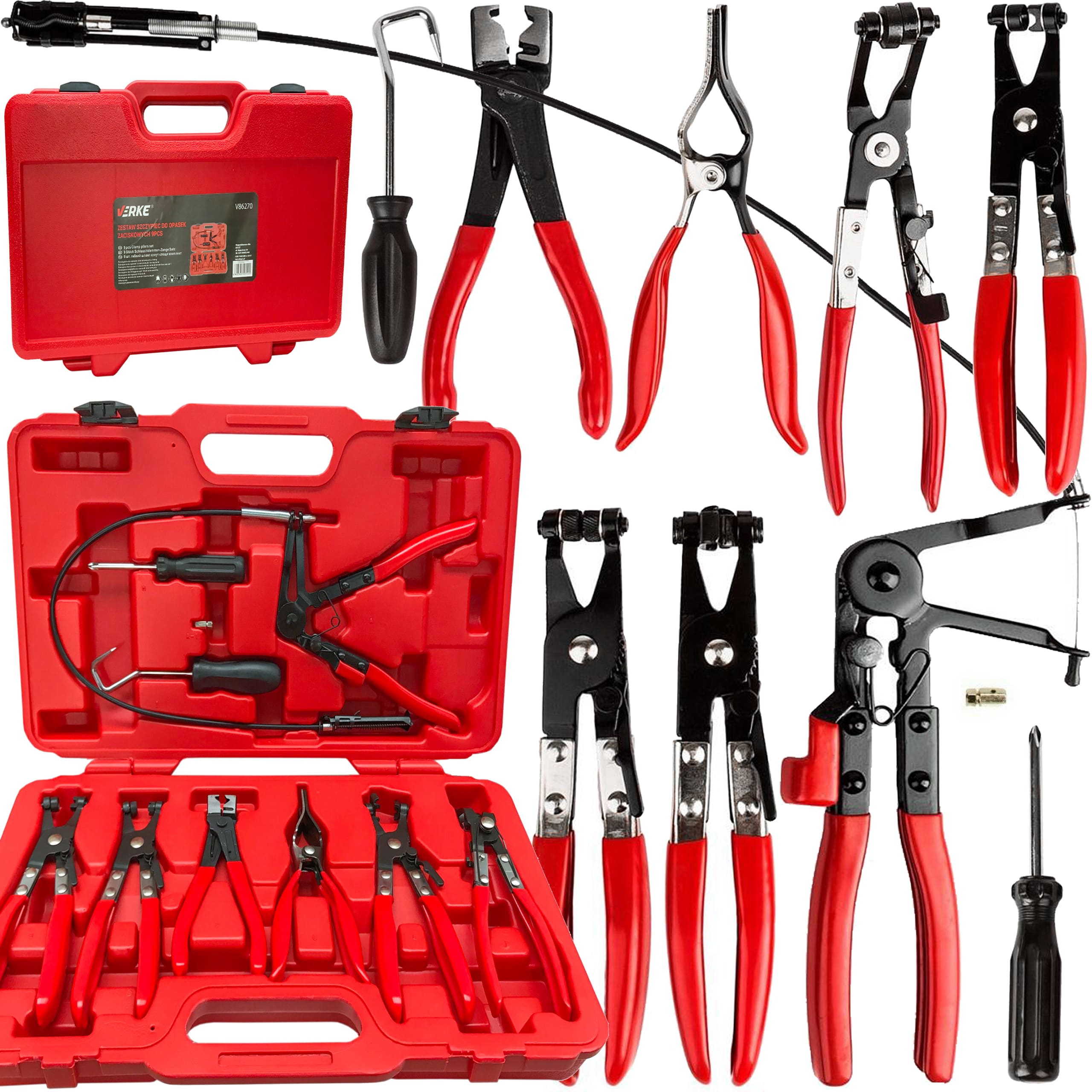 Vízcső bilincs fogó szett 9db-os Verke bilincs fogó készlet
