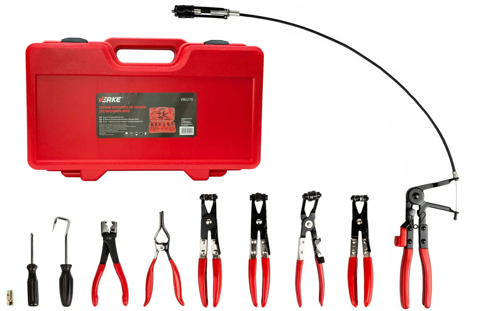 Vízcső bilincs fogó szett 9db-os Verke bilincs fogó készlet