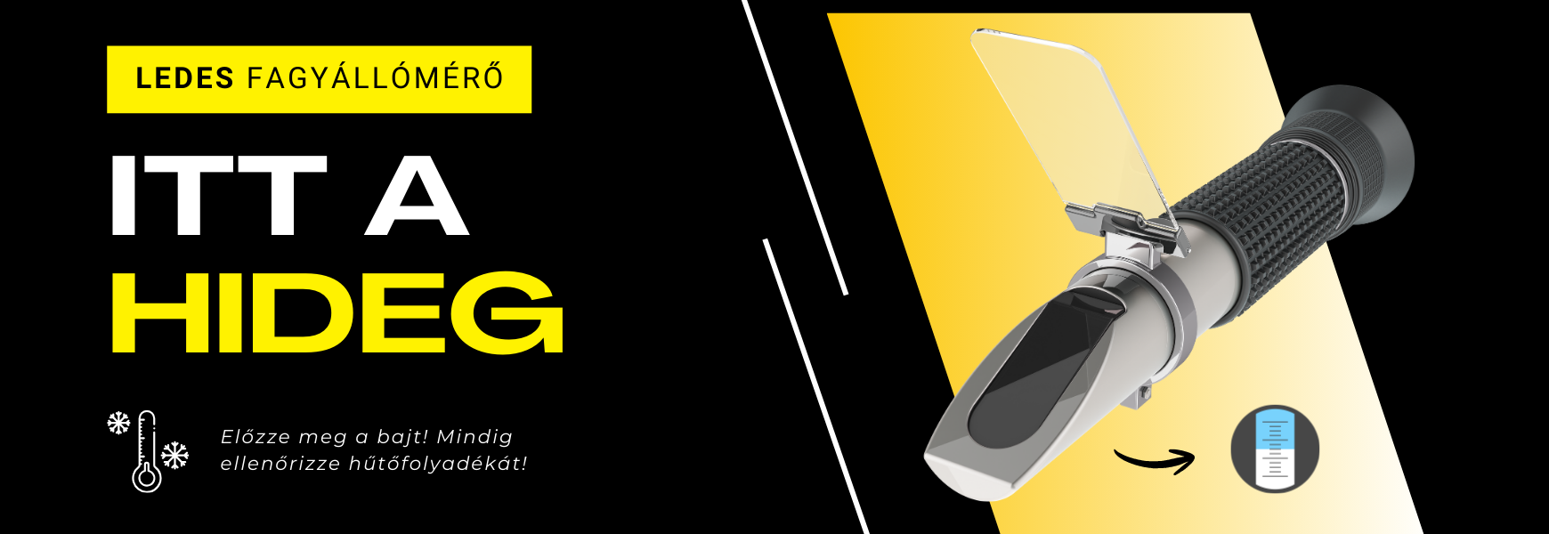 Optikai LED-es fagyállómérő, szélvédőmosó, adblue