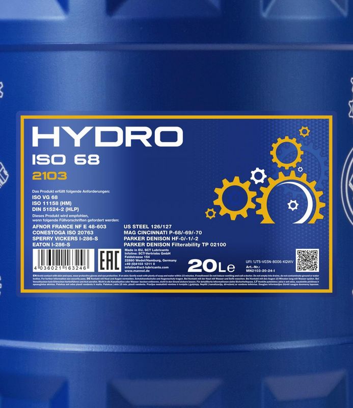 Hidraulika olaj 20L MANNOL Hydro ISO 68 2103