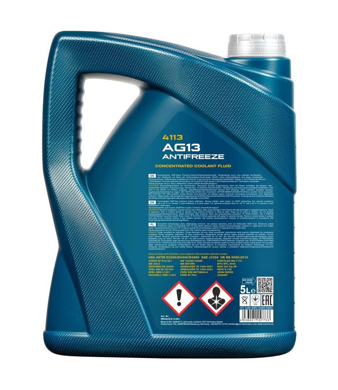 Fagyálló folyadék zöld 5L MANNOL Antifreeze AG13 Hightec 4113