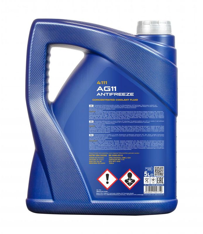 Fagyálló folyadék kék 5L MANNOL Antifreeze AG11 Longterm 4111