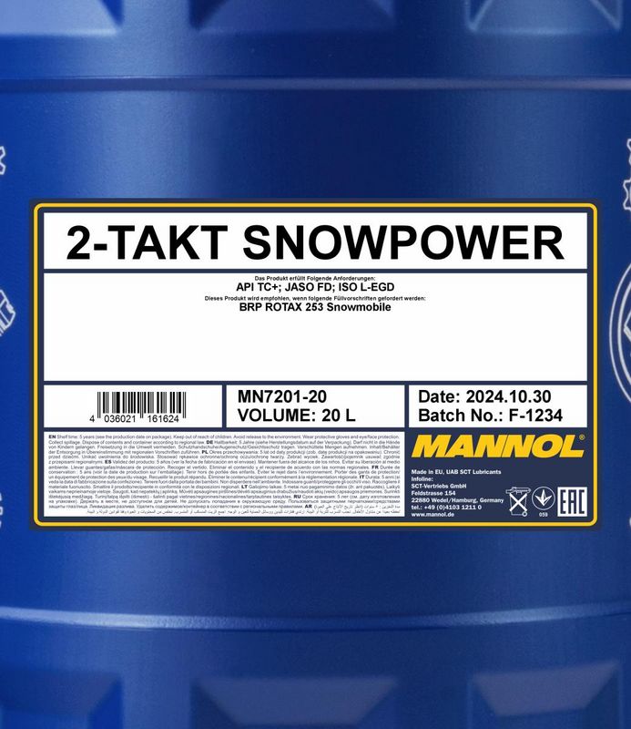Motorolaj 2T 20L MANNOL 2-Takt Snowpower 7201
