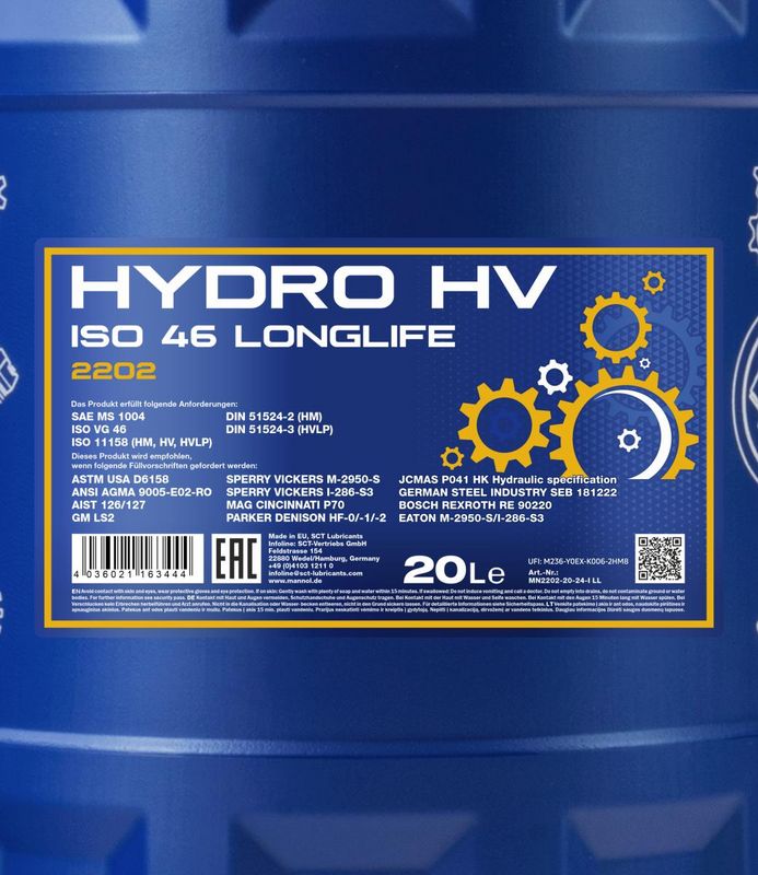 Hidraulika olaj 20L MANNOL Hydro HV ISO 46 2202