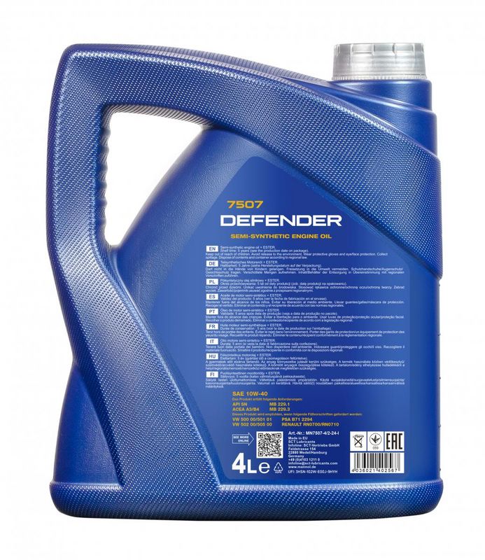 Motorolaj 10W-40 4L MANNOL Defender 10W-40 7507