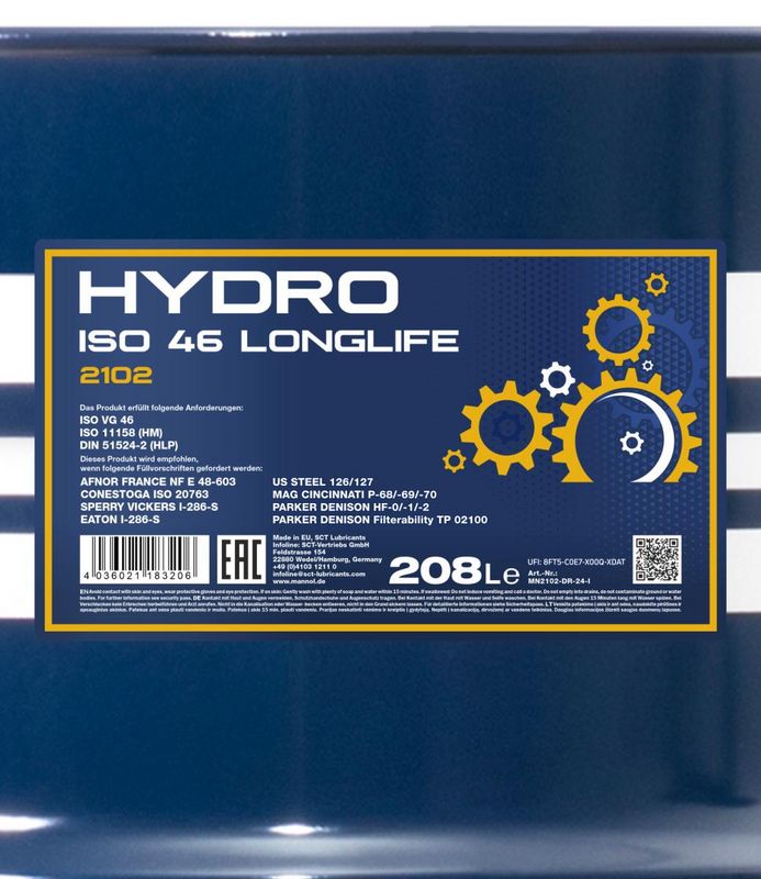 Hidraulika olaj 208L MANNOL Hydro ISO 46 2102