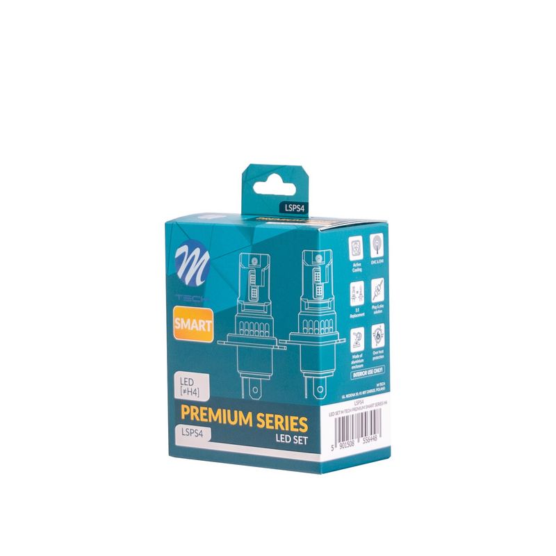 M-Tech, Premium series NG, Okos LED izzó, H4, Aktív hűtéssel, 6000K, 70W 