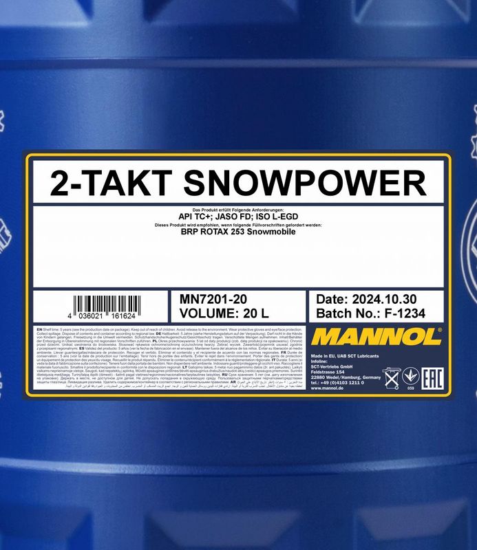 Motorolaj 2T 20L MANNOL 2-Takt Snowpower 7201