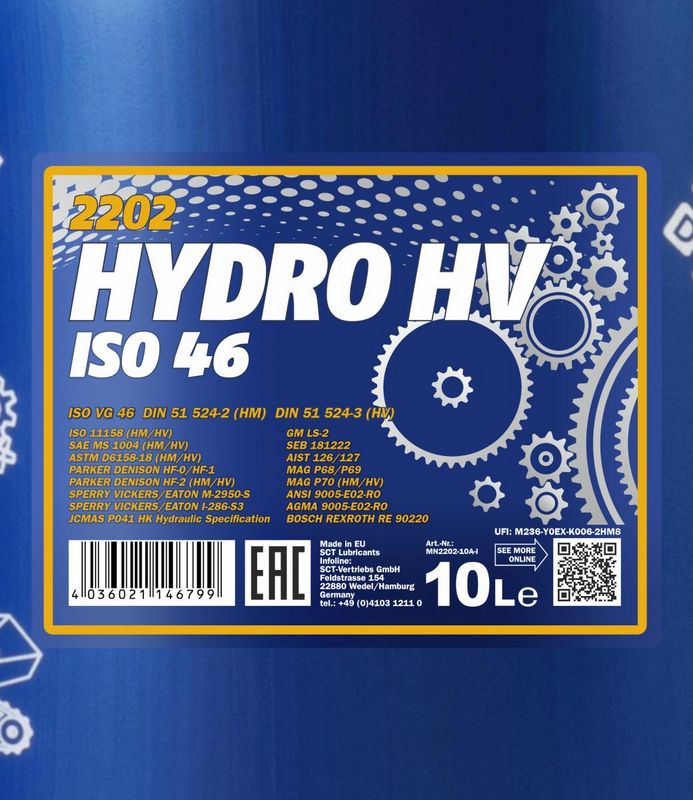 Hidraulika olaj 10L MANNOL Hydro HV ISO 46 2202