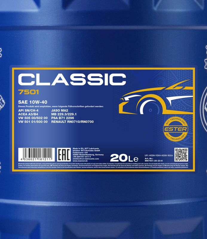 Motorolaj 10W-40 20L MANNOL Classic 10W-40 7501
