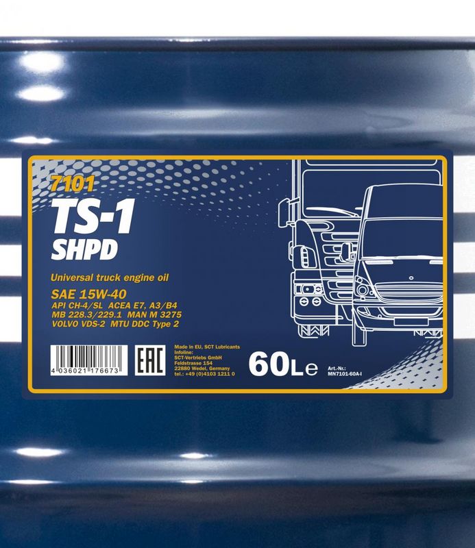 Motorolaj 15W-40 60L MANNOL TS-1 SHPD 15W-40 7101