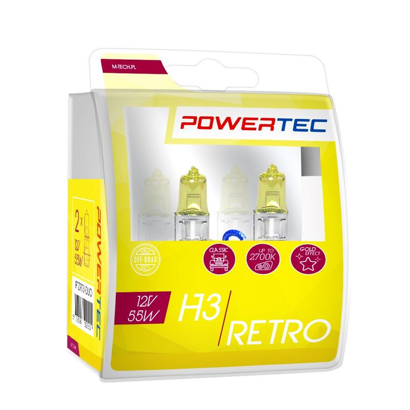 M-Tech Powertec Retro H3 12V DUO sárga 