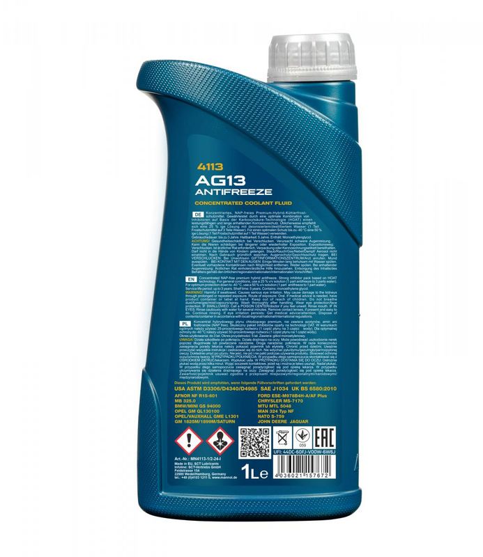 Fagyálló folyadék zöld 1L MANNOL Antifreeze AG13 Hightec 4113
