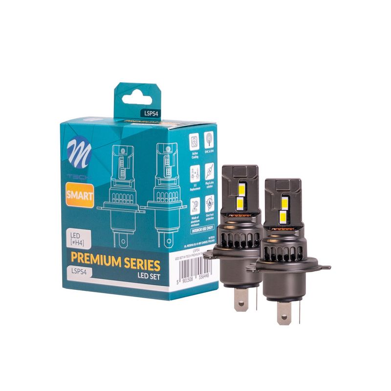 M-Tech, Premium series NG, Okos LED izzó, H4, Aktív hűtéssel, 6000K, 70W 