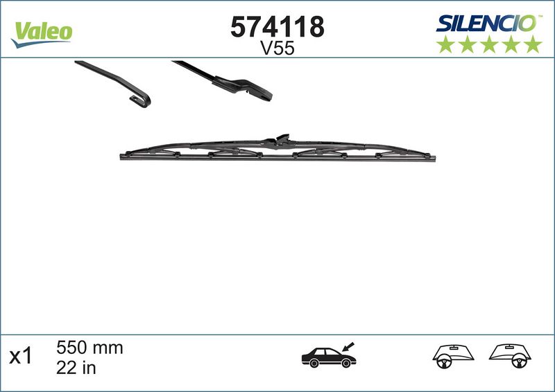 Ablaktörlő lapát Valeo Silencio V55 550mm