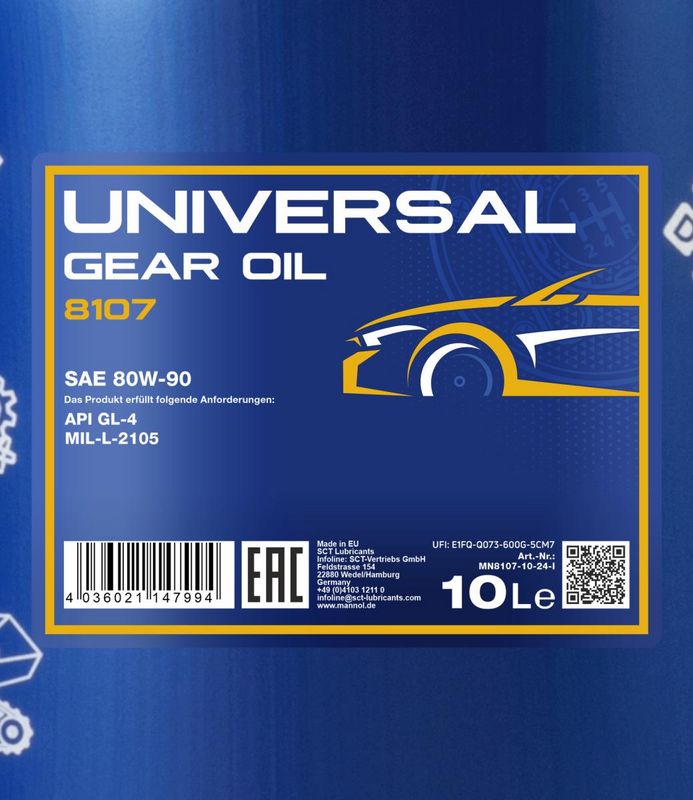 Váltóolaj 10L MANNOL Universal 80W-90 GL-4 8107