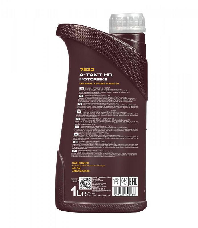 Motorolaj 4T 20W-50 1L MANNOL 4-Takt Motorbike HD 20W-50 7830