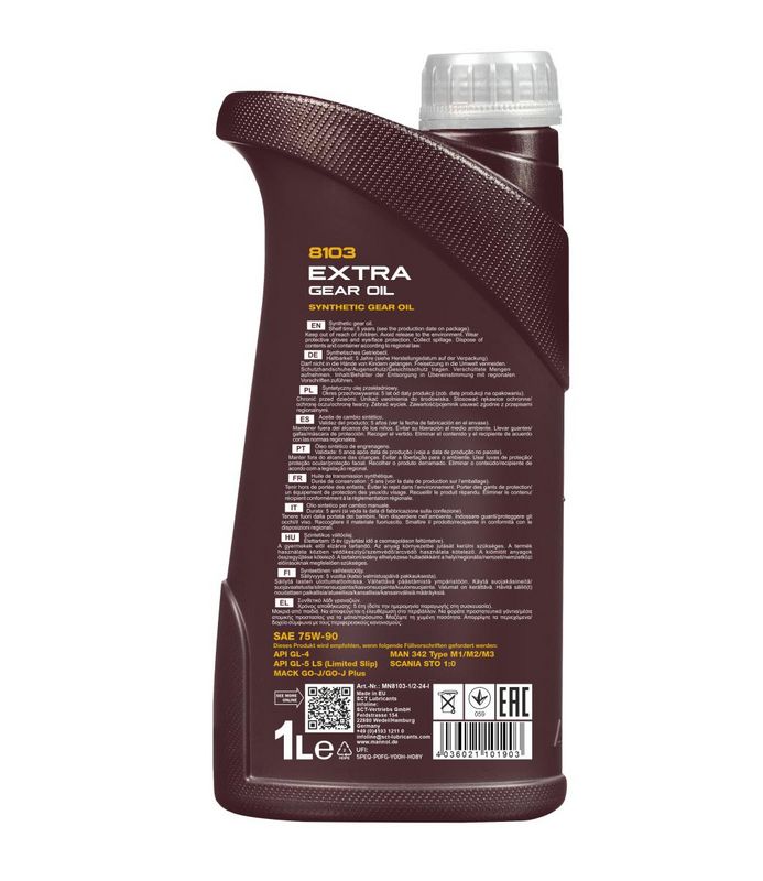 Váltóolaj 1L MANNOL Extra Gear oil 75W-90 GL-4/GL-5 LS 8103