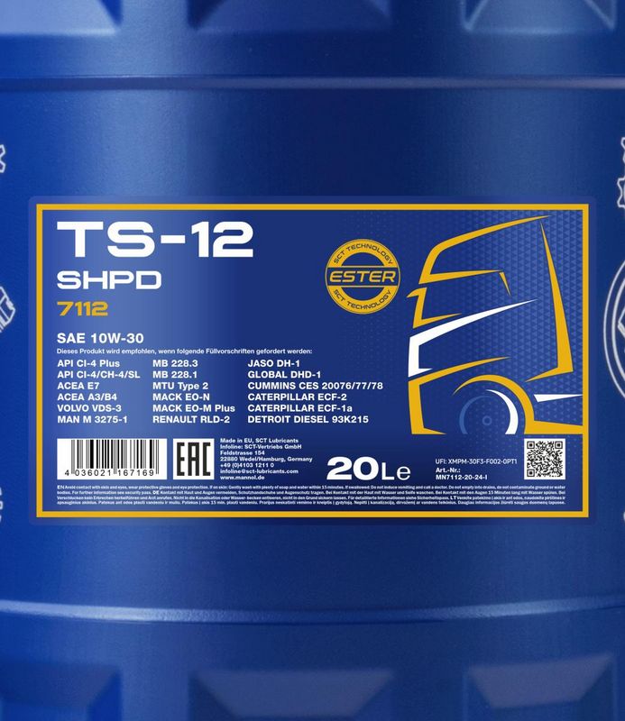 Motorolaj 10W-30 20L MANNOL TS-12 SHPD 10W-30 7112