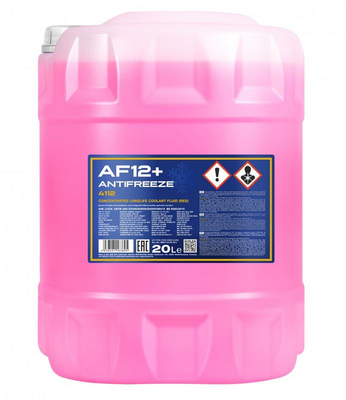 Fagyálló folyadék piros 20L MANNOL Antifreeze AF12+ Longlife 4112