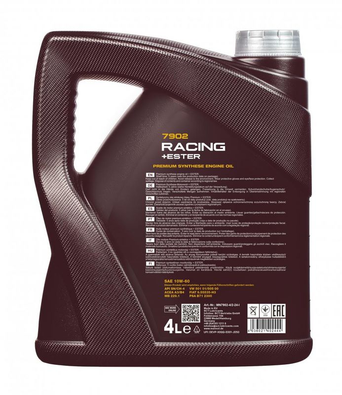 Motorolaj 10W-60 4L MANNOL Racing + Ester 10W-60 7902