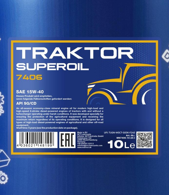Motorolaj 15W-40 10L MANNOL Traktor Superoil 15W-40 7406