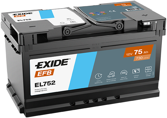 Akkumulátor Exide Start-Stop EFB 75Ah 730A J+