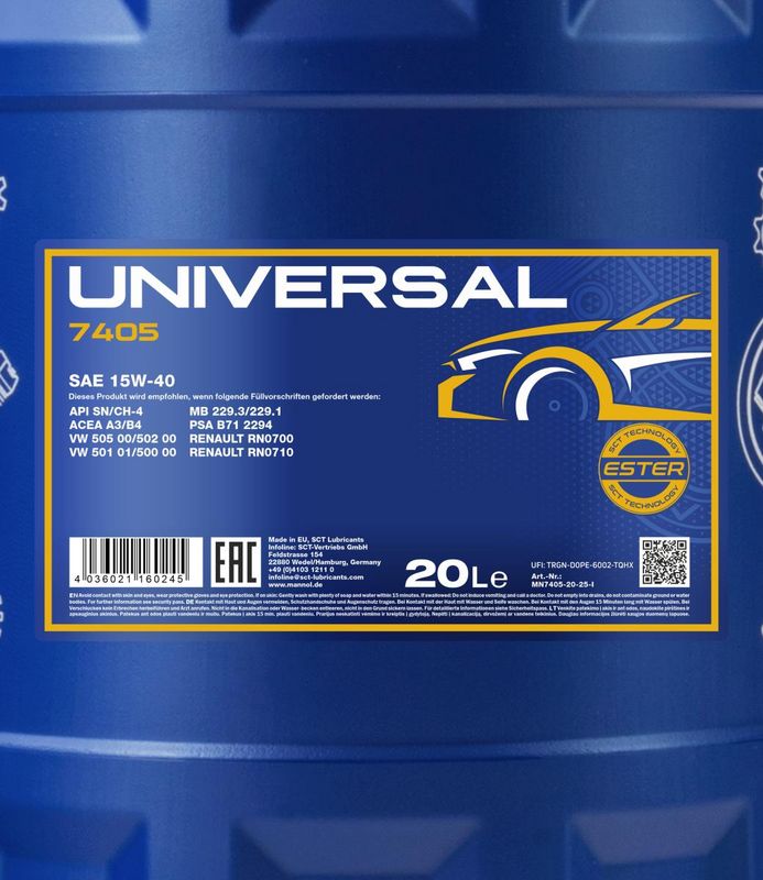 Motorolaj 15W-40 20L MANNOL Universal 15W-40 7405