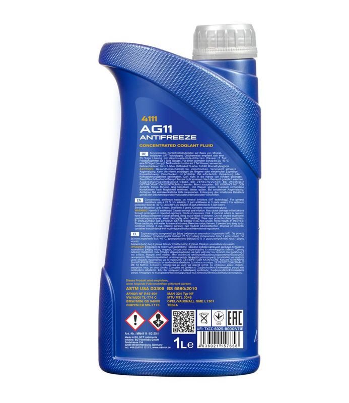 Fagyálló folyadék kék 1L MANNOL Antifreeze AG11 Longterm 4111