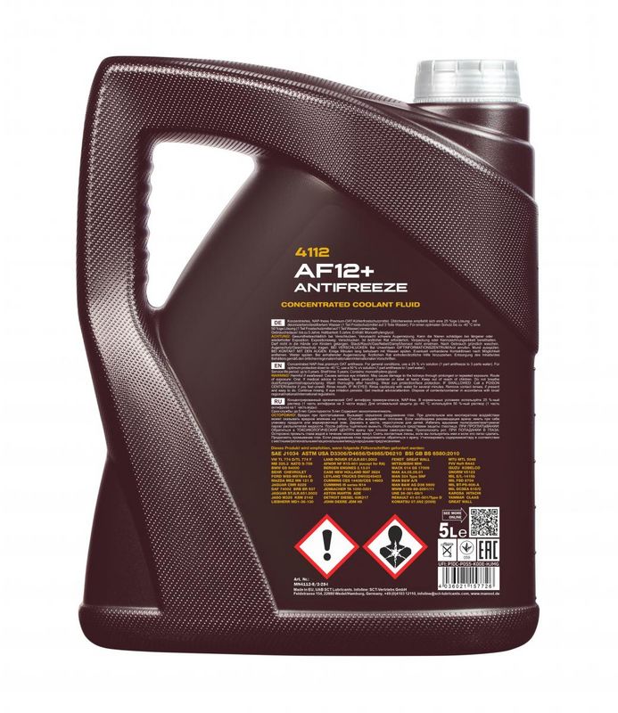 Fagyálló folyadék piros 5L MANNOL Antifreeze AF12+ Longlife 4112