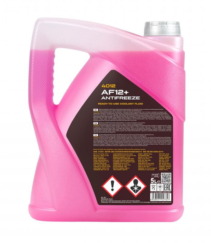 Fagyálló folyadék piros 5L MANNOL Antifreeze AF12+ (-40 °C) Longlife 4012